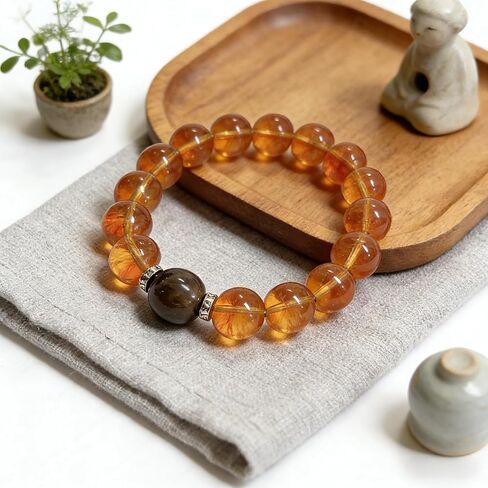 Citrine Crystal Beaded Stretch Bracelet for Women Men Tiger Eye Natural Stone Bracelet Natural Healing Crystal Beaded Bracelet Trendy Jewelry Gifts in Saudi Arabia