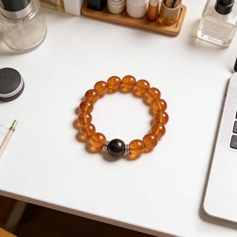 Citrine Crystal Beaded Stretch Bracelet for Women Men Tiger Eye Natural Stone Bracelet Natural Healing Crystal Beaded Bracelet Trendy Jewelry Gifts in Saudi Arabia