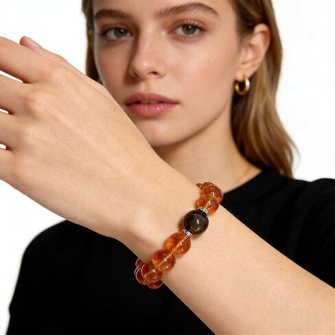 Citrine Crystal Beaded Stretch Bracelet for Women Men Tiger Eye Natural Stone Bracelet Natural Healing Crystal Beaded Bracelet Trendy Jewelry Gifts in Saudi Arabia