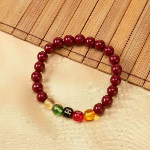 8mm Red Cinnabar Feng Shui Bracelet - Five God of Wealth Prayer Beads Protection Jewelry for Men Women | Luck & Wealth Attracting Gift in Saudi Arabia