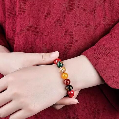 8mm Red Cinnabar Feng Shui Bracelet - Five God of Wealth Prayer Beads Protection Jewelry for Men Women | Luck & Wealth Attracting Gift in Saudi Arabia