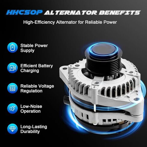 New Alternator High Output 130Amp Replacement for 2011 2012 2013 Honda Odyssey V6 3.5 3.5L, 2012 2013 2014 2015 Pilot 3.5 3.5L, 12-14 Ridgeline 3.5 3.5L, 11573N, 104210-1240, 31100-RV0-A01, 9764219-12 in Saudi Arabia