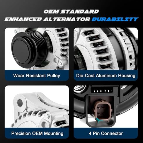 New Alternator High Output 130Amp Replacement for 2011 2012 2013 Honda Odyssey V6 3.5 3.5L, 2012 2013 2014 2015 Pilot 3.5 3.5L, 12-14 Ridgeline 3.5 3.5L, 11573N, 104210-1240, 31100-RV0-A01, 9764219-12 in Saudi Arabia