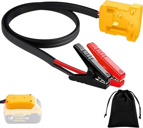 مشابك كابل توصيل متوافقة مع بطارية ديوالت 20 فولت، 2.95 قدم 8AWG سلك توصيل سلكي من السيليكون، كابل معزز للسيارات لبدء تشغيل السيارة باستخدام بطارية الأداة، مقاومة للحرارة 200 درجة مئوية in Kuwait
