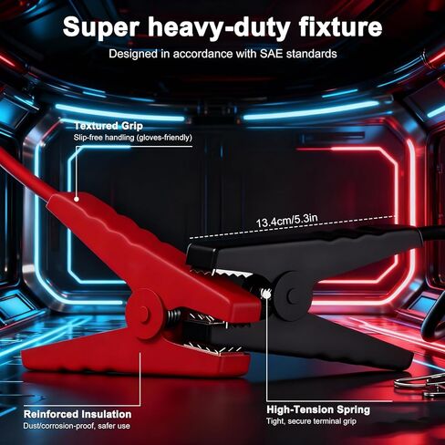 مشابك كابل توصيل متوافقة مع بطارية ديوالت 20 فولت، 2.95 قدم 8AWG سلك توصيل سلكي من السيليكون، كابل معزز للسيارات لبدء تشغيل السيارة باستخدام بطارية الأداة، مقاومة للحرارة 200 درجة مئوية in Kuwait