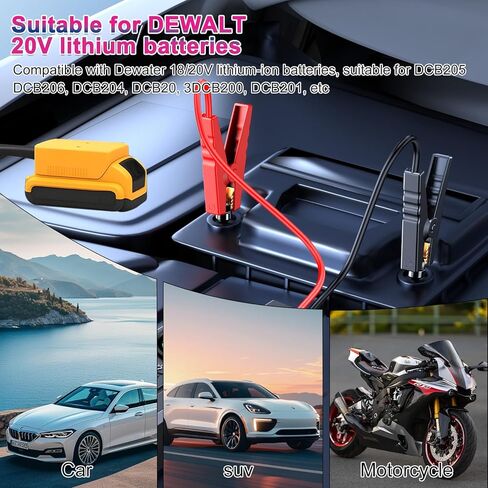 مشابك كابل توصيل متوافقة مع بطارية ديوالت 20 فولت، 2.95 قدم 8AWG سلك توصيل سلكي من السيليكون، كابل معزز للسيارات لبدء تشغيل السيارة باستخدام بطارية الأداة، مقاومة للحرارة 200 درجة مئوية in Kuwait