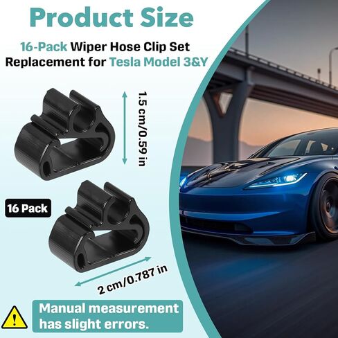 16 قطعة من مشابك الاحتفاظ بخرطوم غسيل ممسحة الزجاج الأمامي متوافقة مع طراز تيسلا 3 وY 2016-2025، مشابك خرطوم ممسحة، مجموعة استبدال مشابك أنابيب رش ذراع الممسحة in Kuwait