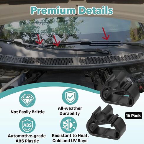 16 قطعة من مشابك الاحتفاظ بخرطوم غسيل ممسحة الزجاج الأمامي متوافقة مع طراز تيسلا 3 وY 2016-2025، مشابك خرطوم ممسحة، مجموعة استبدال مشابك أنابيب رش ذراع الممسحة in Kuwait