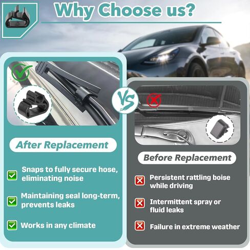 16 قطعة من مشابك الاحتفاظ بخرطوم غسيل ممسحة الزجاج الأمامي متوافقة مع طراز تيسلا 3 وY 2016-2025، مشابك خرطوم ممسحة، مجموعة استبدال مشابك أنابيب رش ذراع الممسحة in Kuwait