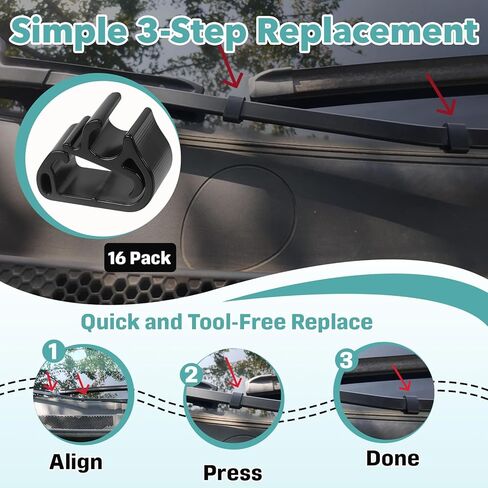 16 قطعة من مشابك الاحتفاظ بخرطوم غسيل ممسحة الزجاج الأمامي متوافقة مع طراز تيسلا 3 وY 2016-2025، مشابك خرطوم ممسحة، مجموعة استبدال مشابك أنابيب رش ذراع الممسحة in Kuwait