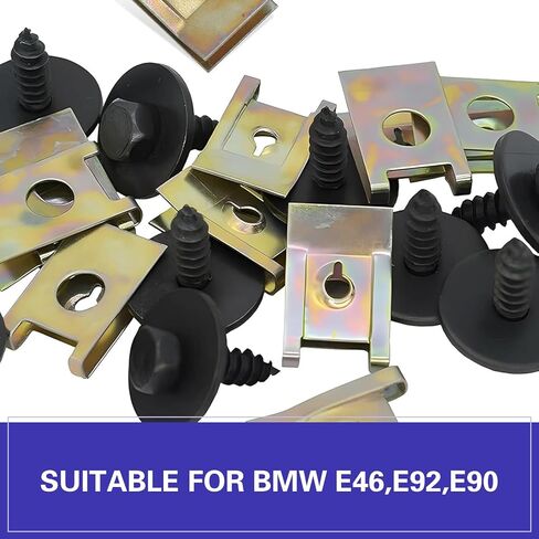 40 قطعة من مثبتات بطانة الحاجز، ومسامير غطاء المصد ومجموعة مشابك على شكل حرف U، وأدوات تثبيت جسم السيارة المقاومة للصدأ، متوافقة مع BMW E46 E92 E90 (متعددة الألوان) in Kuwait