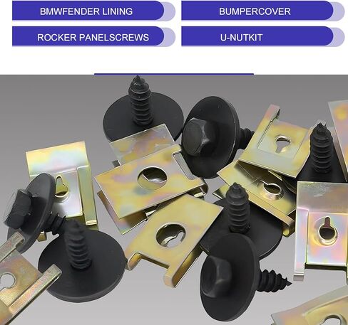 40 قطعة من مثبتات بطانة الحاجز، ومسامير غطاء المصد ومجموعة مشابك على شكل حرف U، وأدوات تثبيت جسم السيارة المقاومة للصدأ، متوافقة مع BMW E46 E92 E90 (متعددة الألوان) in Kuwait