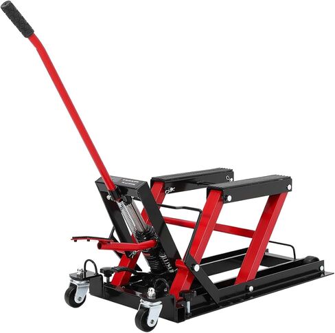 Hydraulic Motorcycle Lift Jack 1500 LBS, Motorcycle Scissor Jack with Foot Pedal & Wheels, 4.7"-14.57" Hydraulic Motorcycle Lift Stand for Motorcycle ATV UTV Garage & Workshop, Red in Saudi Arabia