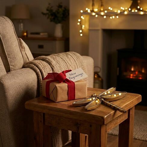 Adkoat® مرآة اليعسوب الذهبية العتيقة لتزيين الحائط - مرآة لتزيين الحائط على شكل حشرات - هدايا الترحيب بالمنزل - فن ذبابة التنين الراتنجي وفراشة ذهبية صغيرة مزخرفة لغرفة النوم وغرفة المعيشة | 12.5 بوصة × 10 بوصة in Kuwait