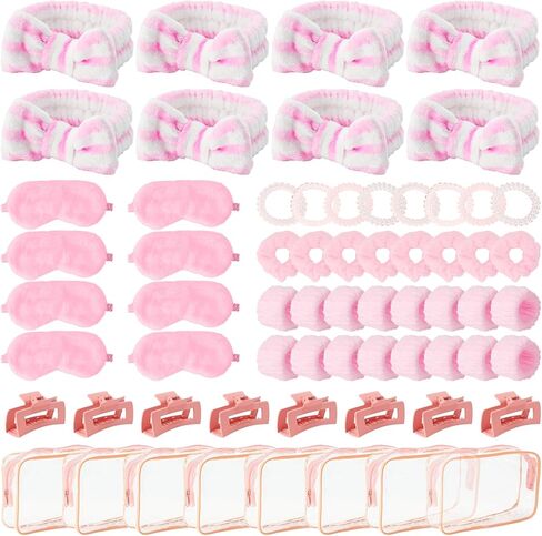 بيوتي 64 قطعة من مستلزمات حفلات النوم للفتيات، مستلزمات حفلات النوم للبنات، عصابة رأس، أقنعة العين، ربطات شعر، سوار معصم، مشابك شعر، حقيبة أدوات الزينة لمستلزمات النوم in Kuwait