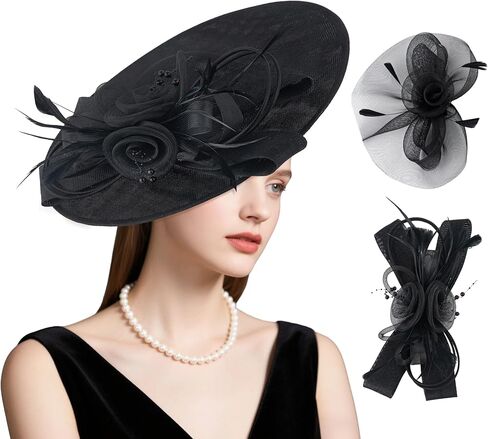dressfan Vintage Fascinator Hats for Women,20s Linen Detachable Flowers Headband for Derby Church Wedding Cocktail Tea Party in Saudi Arabia