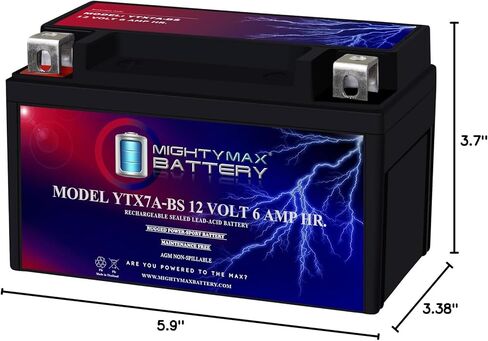 Mighty Max Battery YTX7A-BS Battery Replacement for Duralast Motorcycle and Power Sport in Saudi Arabia