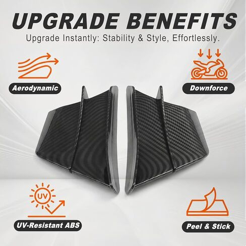 قطعتان من أجنحة الدراجات النارية، جناح جناح عاكس الهواء اللامع، لوحات جانبية هوائية ذاتية اللصق، ملحق تعديل عالمي للدراجات النارية (ألياف الكربون الأسود) in Kuwait
