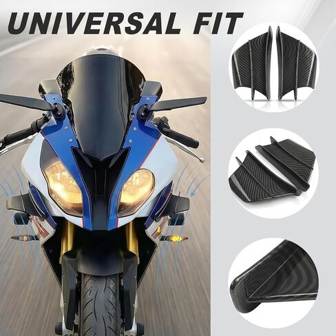 قطعتان من أجنحة الدراجات النارية، جناح جناح عاكس الهواء اللامع، لوحات جانبية هوائية ذاتية اللصق، ملحق تعديل عالمي للدراجات النارية (ألياف الكربون الأسود) in Kuwait