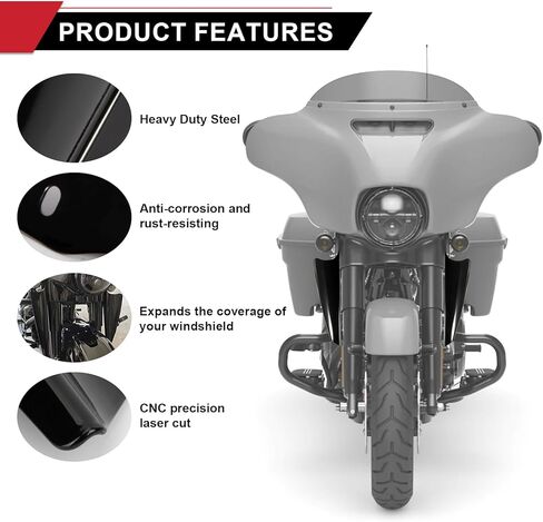 PSLER Motorcycle Front Fork Mount Wind Deflectors Windshield Accessories Fit for Touring Street Glide Electra Glide Road King CVO FLHR FLHRC FLHRS FLHT FLHX 1995-2023 in Saudi Arabia
