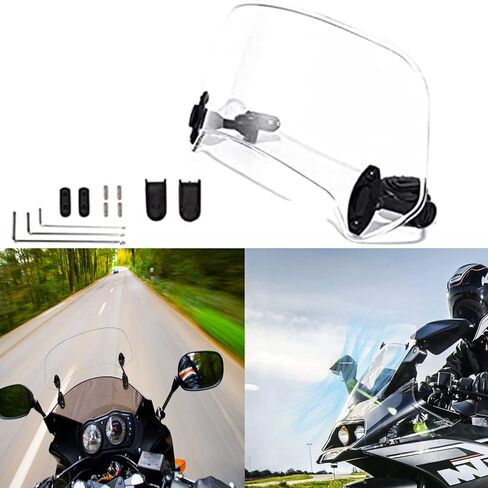 Universal Motorcycle Windshield Extension Windscreen Spoiler Clamps for Kawasaki Yamaha Harley Suzuki Buell Ducati Aprilia(210mm Transparent) in Kuwait