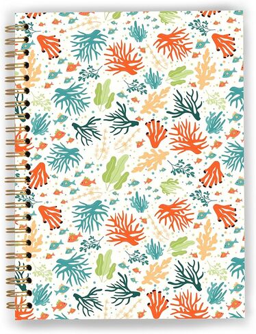 Blue Coastal Ocean Sea Turtle Coral Notebook, Marine Biology Beach Journal, Sea Turtle Gifts for Women, Beach Themed Gifts, Ocean Spiral Notebook Journal 5.5x8.3 in Kuwait