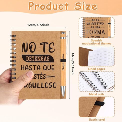 32Pcs Spanish Inspirational Spiral Notebook with Bamboo Pens Motivational Mini Notepads Regalos En EspañOl Journal Inspirational Gifts Bulk for Employee Teacher Appreciation Team Office in Kuwait