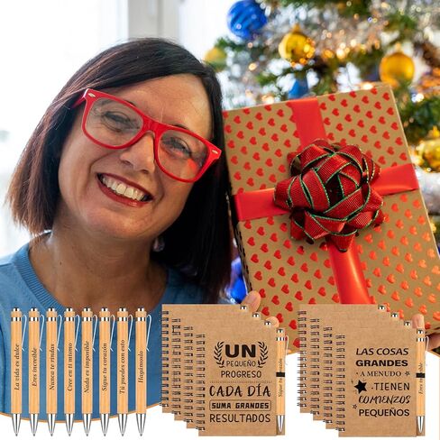 32Pcs Spanish Inspirational Spiral Notebook with Bamboo Pens Motivational Mini Notepads Regalos En EspañOl Journal Inspirational Gifts Bulk for Employee Teacher Appreciation Team Office in Kuwait