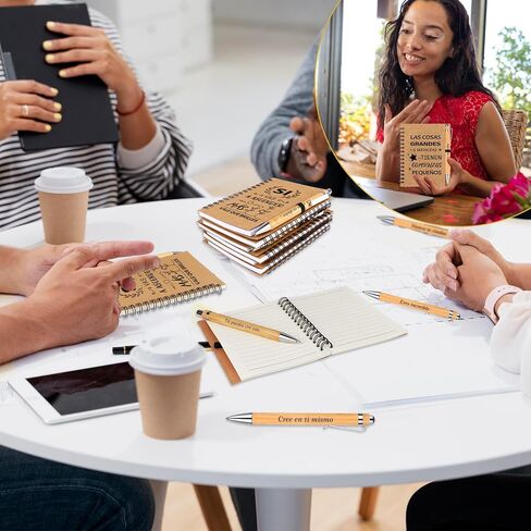 32Pcs Spanish Inspirational Spiral Notebook with Bamboo Pens Motivational Mini Notepads Regalos En EspañOl Journal Inspirational Gifts Bulk for Employee Teacher Appreciation Team Office in Kuwait