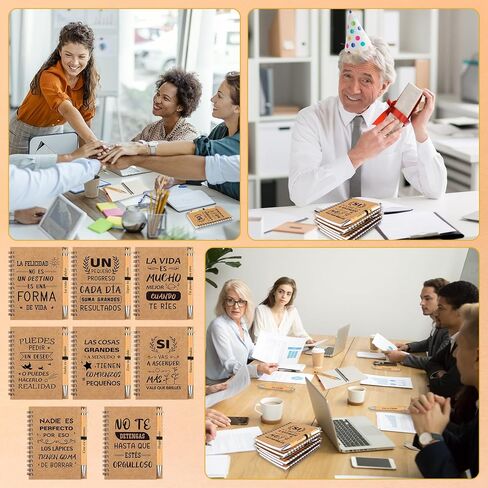 32Pcs Spanish Inspirational Spiral Notebook with Bamboo Pens Motivational Mini Notepads Regalos En EspañOl Journal Inspirational Gifts Bulk for Employee Teacher Appreciation Team Office in Kuwait