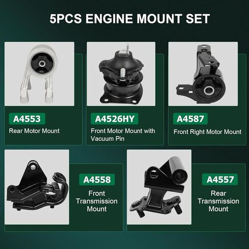 SCITOO Engine Motor Mount and Transmission Mount Set for Honda Odyssey 3.5L 2007, A4553, A4526HY, A4587, A4558, A4557, 9431, 9247, 9411, 9530, 9427, EM9431, EM9247, EM9411, EM9530, EM9427 in Saudi Arabia