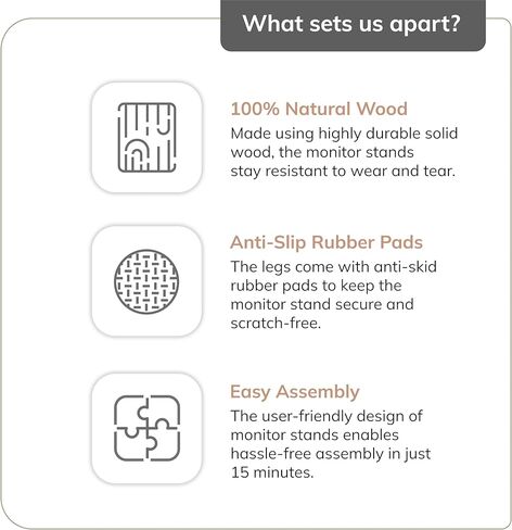 Anji Mountain Monitor Stand - Desktop Organizer & Laptop Riser, Ergonomic Monitor Riser, Space-Saving Monitor Stand for Desk, Durable Construction, Easy Assembly, Ideal for Home & Office,Biscotti in Kuwait