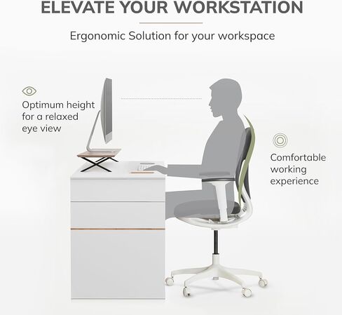 Anji Mountain Monitor Stand - Desktop Organizer & Laptop Riser, Ergonomic Monitor Riser, Space-Saving Monitor Stand for Desk, Durable Construction, Easy Assembly, Ideal for Home & Office,Biscotti in Kuwait