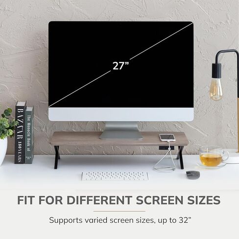 Anji Mountain Monitor Stand - Desktop Organizer & Laptop Riser, Ergonomic Monitor Riser, Space-Saving Monitor Stand for Desk, Durable Construction, Easy Assembly, Ideal for Home & Office,Biscotti in Kuwait