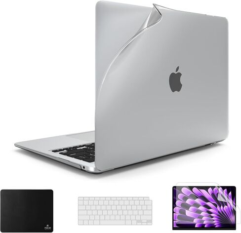 حافظة PHOCAR شفافة لجهاز MacBook Air 13.3 بوصة (2018-2020)، متوافقة مع موديلات A2337/A2179/A1932، غطاء واقٍ نحيف للغاية مضاد للأصفر مع غطاء لوحة مفاتيح، واقي شاشة ولوحة ماوس in Kuwait