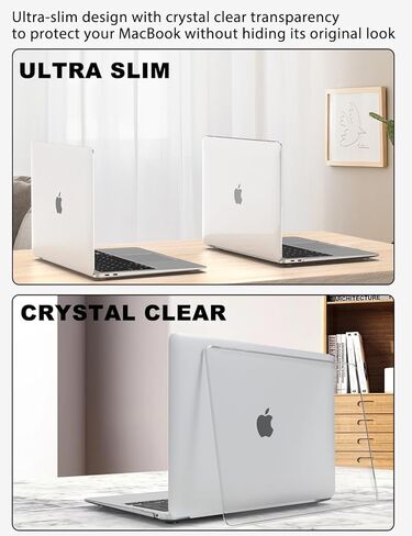 حافظة PHOCAR شفافة لجهاز MacBook Air 13.3 بوصة (2018-2020)، متوافقة مع موديلات A2337/A2179/A1932، غطاء واقٍ نحيف للغاية مضاد للأصفر مع غطاء لوحة مفاتيح، واقي شاشة ولوحة ماوس in Kuwait