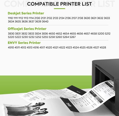 خرطوشة حبر 63XL بديلة لحبر HP 63 HP63 HP63XL متوافقة مع HP Officejet 4650 5258 5200 3830 5255 4655 4652 5252 Deskjet 3630 3634 1112 Envy 4510 4520 طابعة 2-Pack باللون الأسود in Kuwait