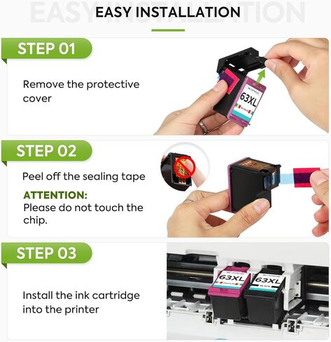 خرطوشة حبر 63XL بديلة لحبر HP 63 HP63 HP63XL متوافقة مع HP Officejet 4650 5258 5200 3830 5255 4655 4652 5252 Deskjet 3630 3634 1112 Envy 4510 4520 طابعة 2-Pack باللون الأسود in Kuwait