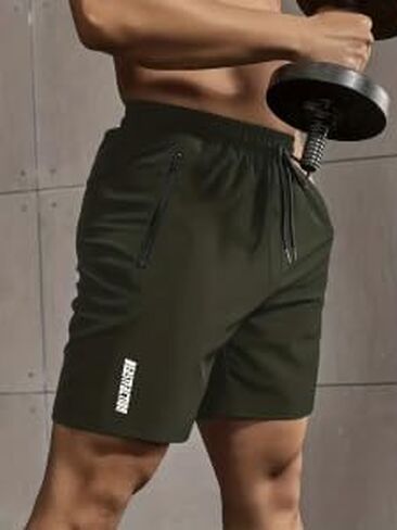Men's Quick Dry Gym Shorts with Zipper Pockets Athletic Running Workout Shorts Breathable Training Shorts with Drawstring in Saudi Arabia