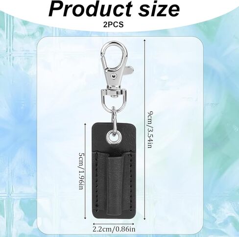 2PCS Black Lanyard Pen Holder, Anti-Lost Leather Keychain Pen Clip Portable Neck Lanyard Badge Pencil Holder for Office, Clipboard in Saudi Arabia