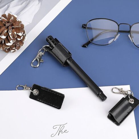 2PCS Black Lanyard Pen Holder, Anti-Lost Leather Keychain Pen Clip Portable Neck Lanyard Badge Pencil Holder for Office, Clipboard in Saudi Arabia