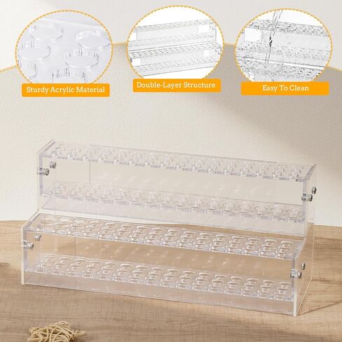 Acrylic Pen Display Stand, 2-Tier 96-Slots 1.2cm Wide Pen Holder Organizer Rack for Craft Shows, Makeup Brushes, Eyebrow Pencils, School & Office Desk Storage in Saudi Arabia