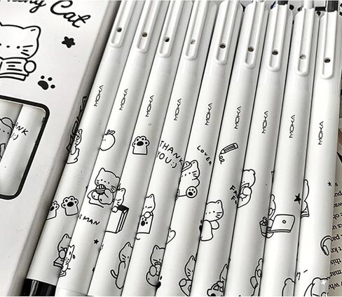 6 Pcs Cute Cat Retractable Pens Gel Ink Pens Cartoon Cat Pen 0.5mm Black Ink Writing Pen Office School Supplies for Women Men (Cat) in Saudi Arabia