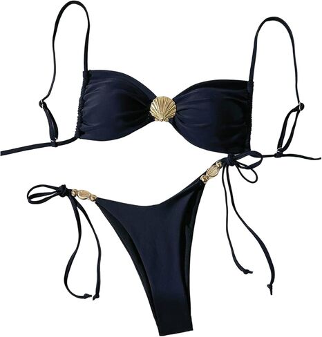 Verdusa Women's 2 Piece Leopard String Bikini Set Cheeky Swimsuits Hawaiian Outfits in Saudi Arabia