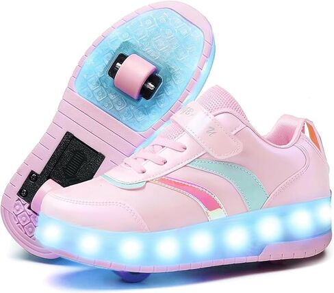 Ufatansy Roller Shoes Girls Boys Sneakers with Wheels Roller Skate Shoes USB Charging LED Light Up Footwear Skates for Beginner Trainers Kids Lightweight Breatheable Shoe in Saudi Arabia