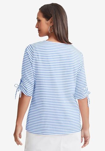 Jessica London Women's Plus Size Stretch Cotton Tie Sleeve Square Neck Tee in Saudi Arabia