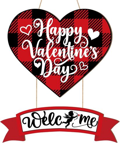 Wooden Valentines Day Door Wreath for Front Door Sign Heart Wall Signs Valentine Decoration, Sign Welcome Hanging Crafts for Home Farmhouse Wall Decor Party Outdoor Indoor Supply Heart in Saudi Arabia