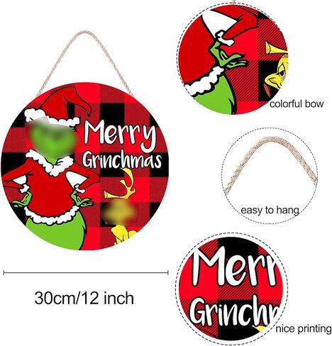 زينة عيد الميلاد لافتة الباب، عيد ميلاد سعيد معلق إكليل خشبي للباب الأمامي ديكور المنزل لقضاء عطلة عيد الميلاد باب جدار شجرة الزينة في الأماكن المغلقة في الهواء الطلق in Kuwait