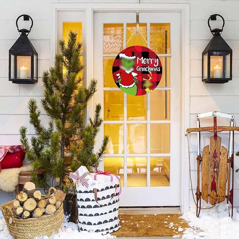 زينة عيد الميلاد لافتة الباب، عيد ميلاد سعيد معلق إكليل خشبي للباب الأمامي ديكور المنزل لقضاء عطلة عيد الميلاد باب جدار شجرة الزينة في الأماكن المغلقة في الهواء الطلق in Kuwait