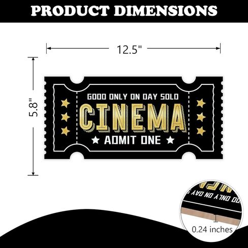 Vintage Cinema Ticket Front Door Sign, Retro Black Gold Wood Plaque Hanger Film Theater Movie Room Home Decor, Wooden Wreath Indoor Wall Hanging Decoration Movie Lover Gift in Kuwait